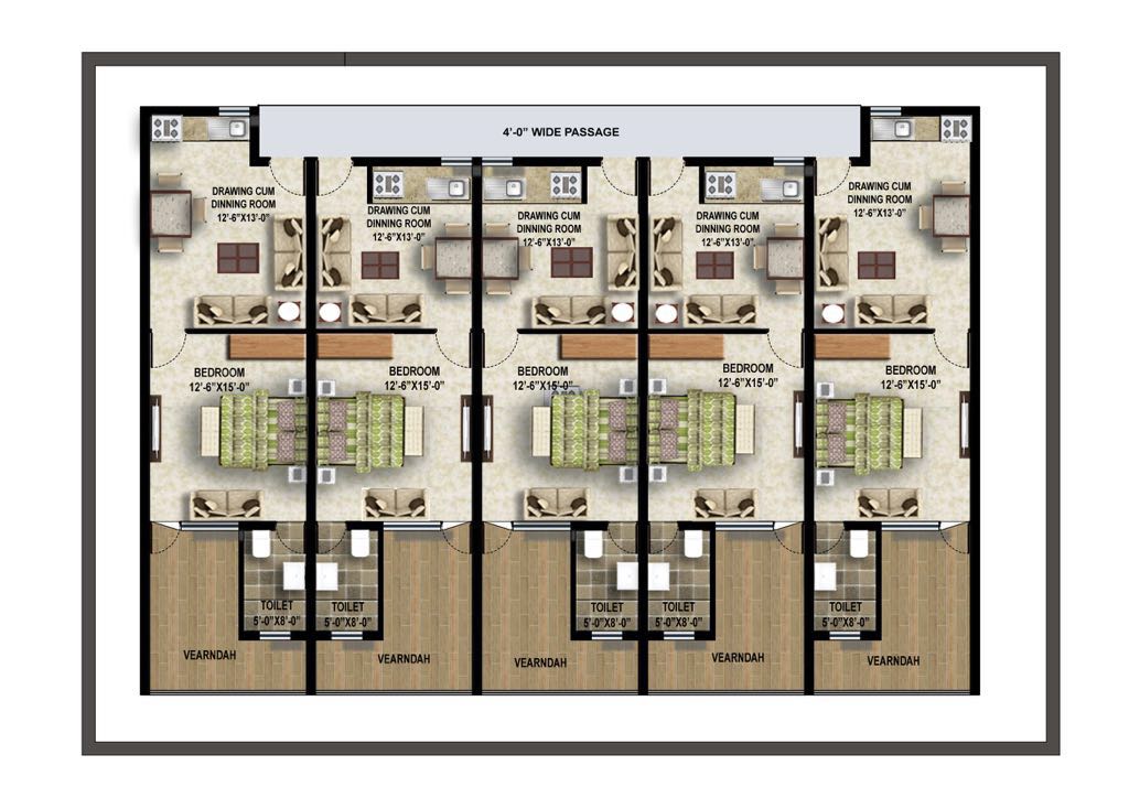 1 BHK Floor Plan Size:635 sq ft Rooms:1 Baths:1
